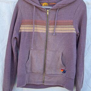 Aviator Nation 5-Stripe Mocha Hoodie - Unisex Like New - Size XS